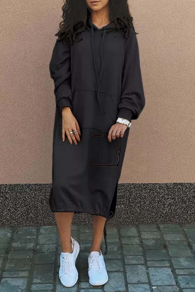 Robe à capuche décontractée pour femme avec cordon de serrage réglable à l'ourlet par berg-feldt