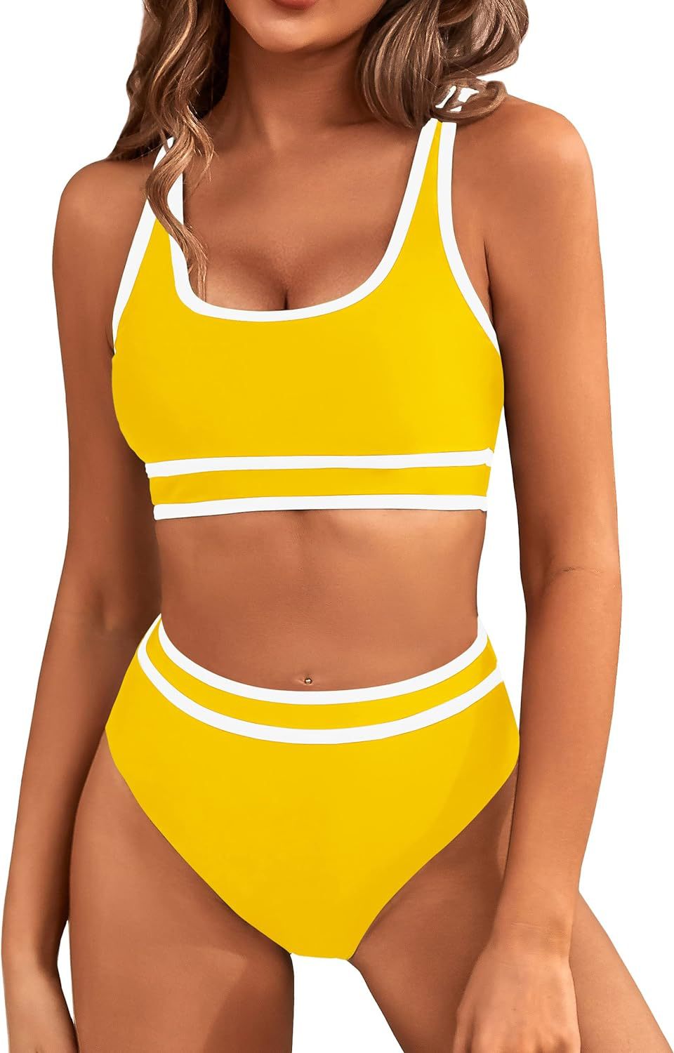 Haut de maillot de bain sportif pour femme avec larges bretelles et échancrure haute de berg-feldt