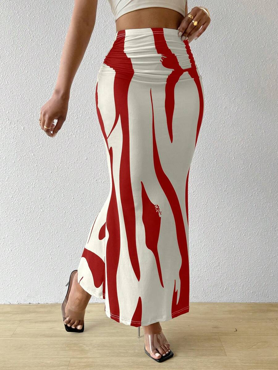 Jupe longue femme coupe fluide avec motif graphique berg-feldt
