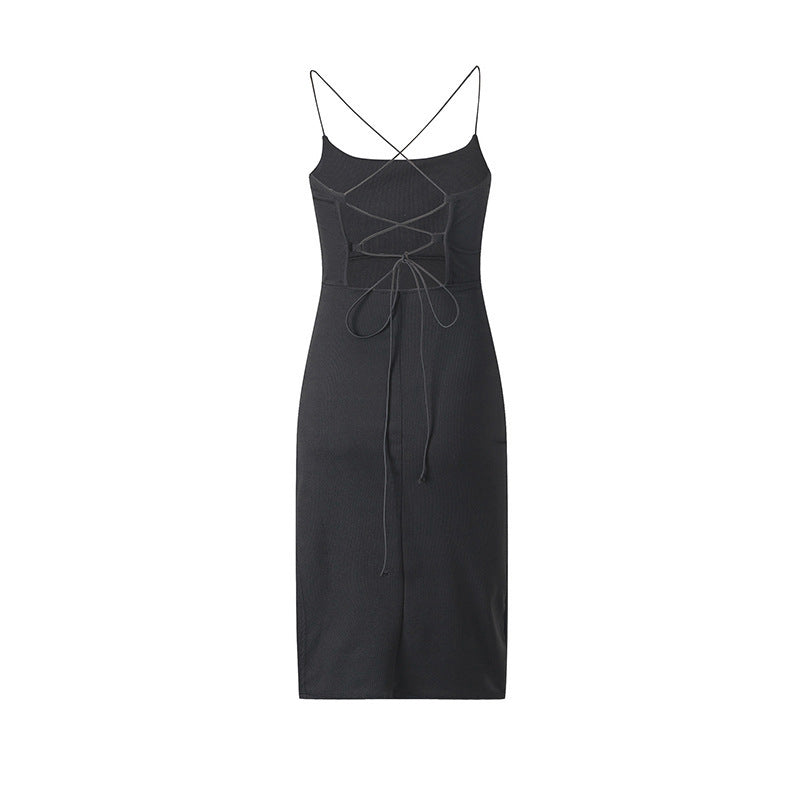 Midi-Kleid für Damen mit Crossover-Rücken und verstellbarem Bindeband von berg-feldt