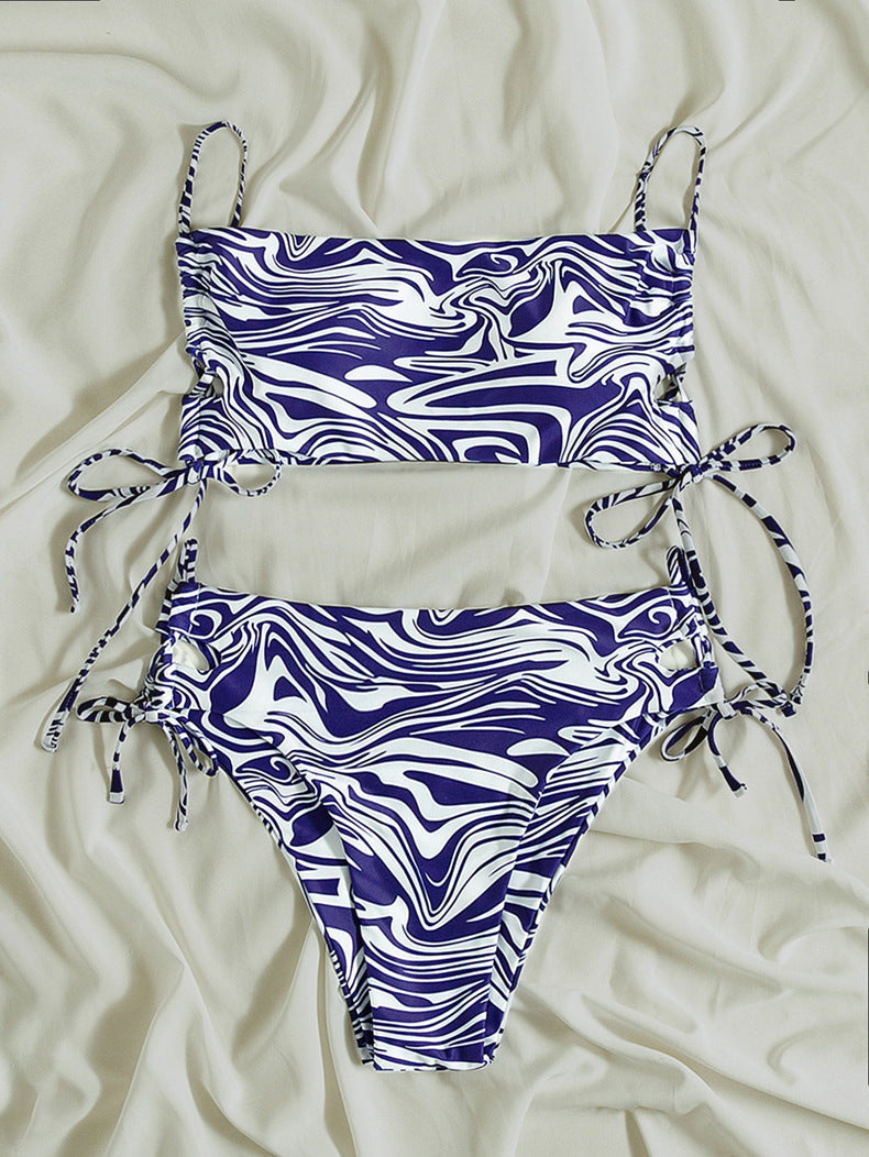 Ensemble bikini femme berg-feldt avec motif ondulé tendance et bretelles réglables