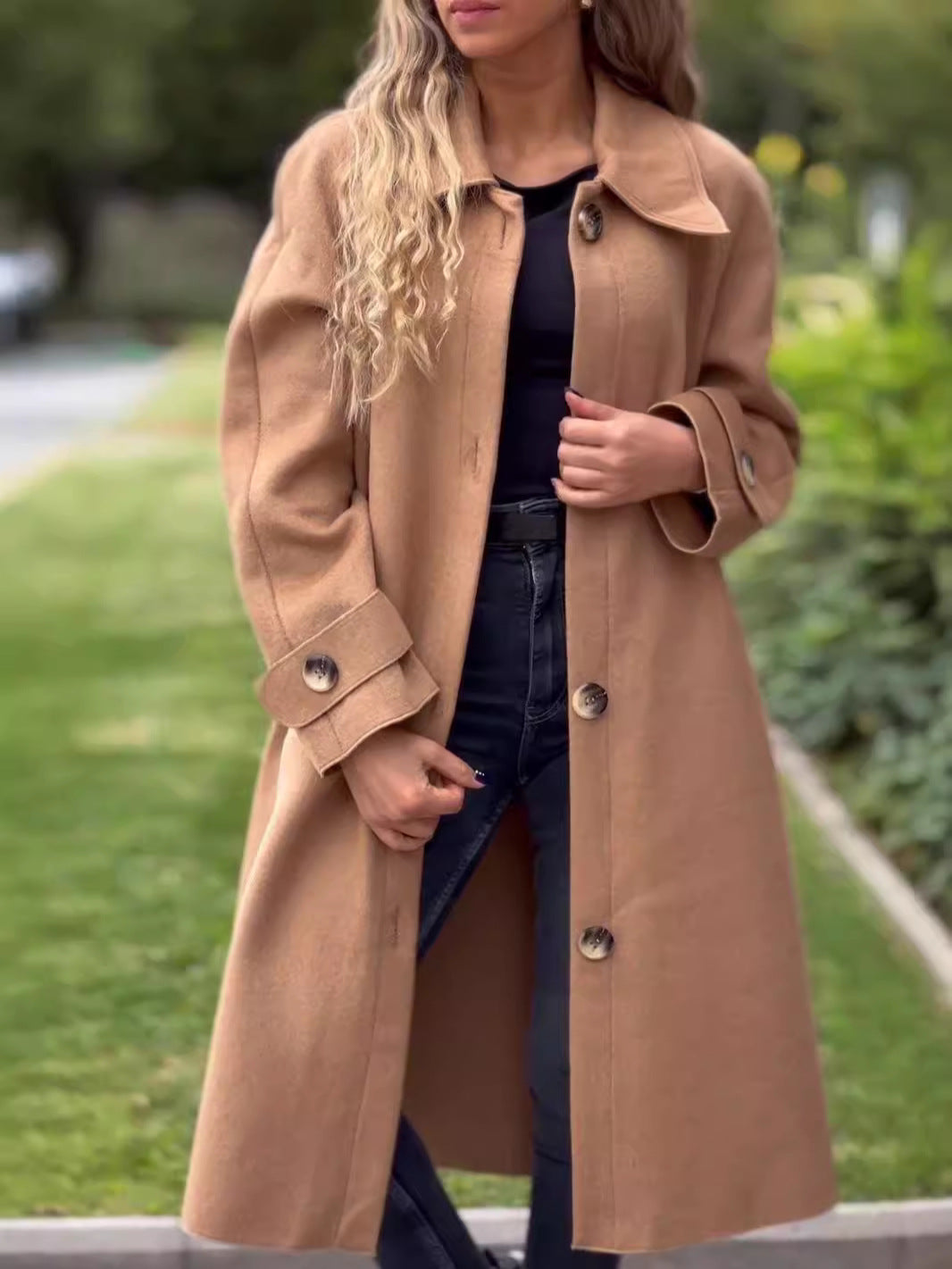 Berg-Feldt | Long manteau - Mélange de laine - Coupe confortable - Fermeture boutonnée sur le devant - Grands revers