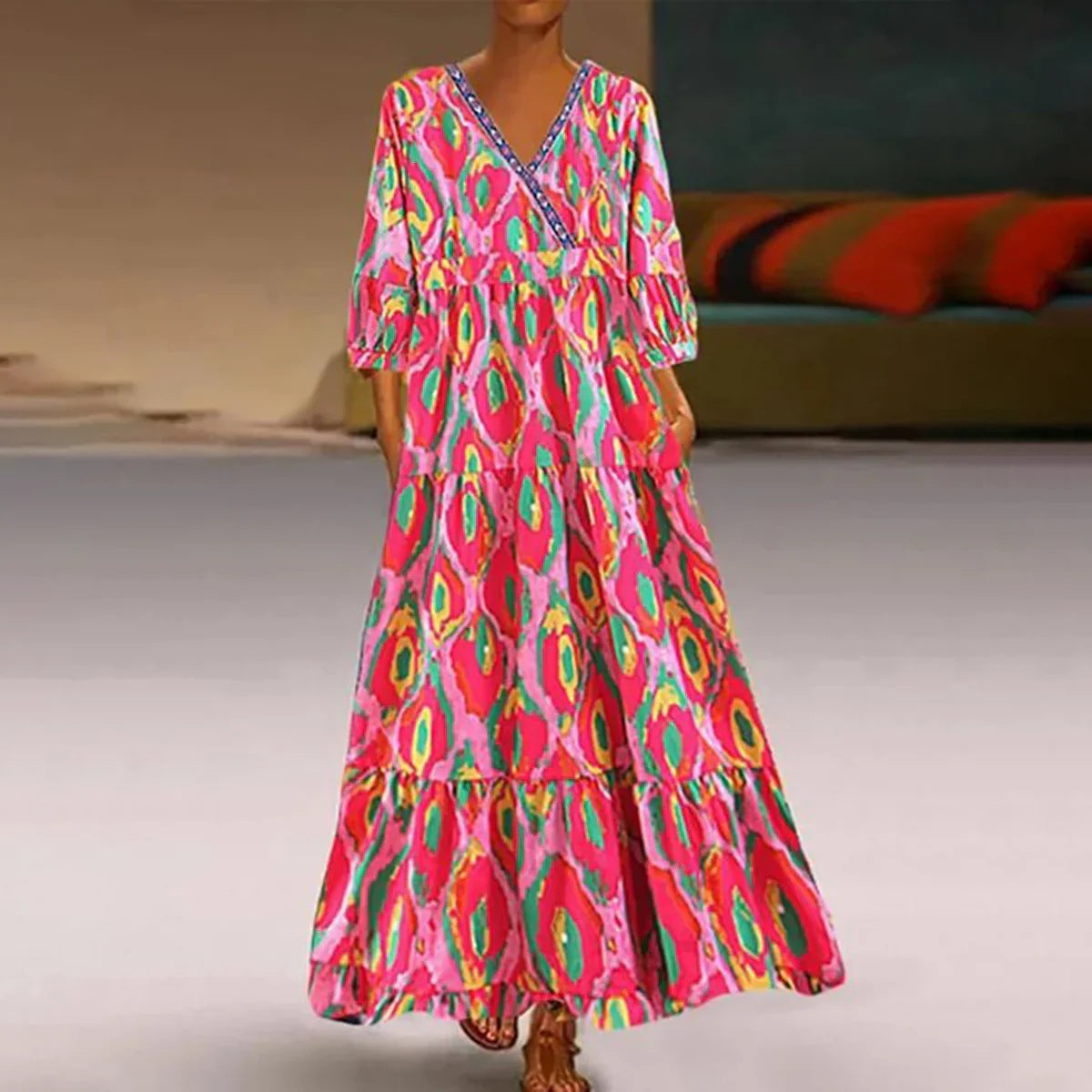 Robe longue bohème avec poches et col en V par berg-feldt