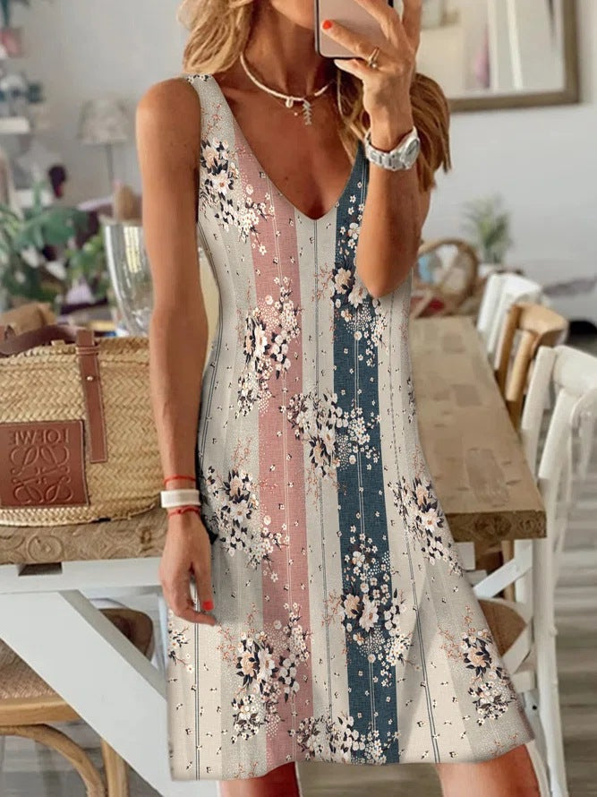 Berg-Feldt Robe d'été fleurie évasée pour femme