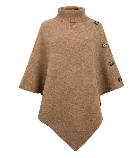 Poncho en maille pour femme avec col montant et détails de boutons décoratifs Berg-Feldt