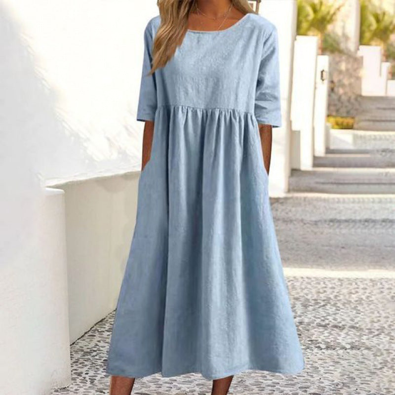 Robe en coton et lin par Fudus : Ample, longue, unie