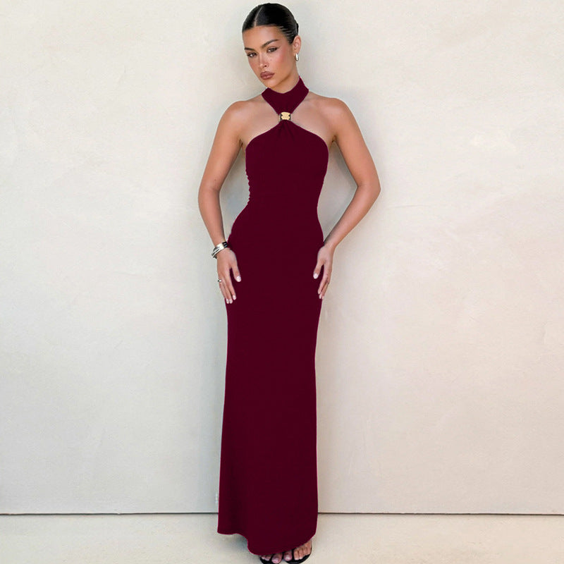 Robe longue élégante pour femme avec bretelle asymétrique et col sophistiqué de berg-feldt