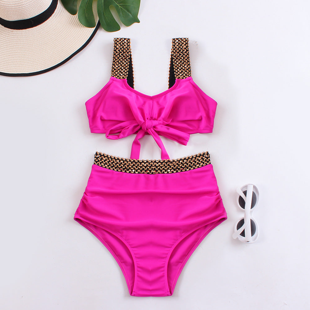 Glamourous high-cut bikini for women, with a playful knot and elegant details by berg-feldt