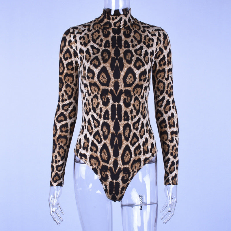 Body moulant léopard à col montant pour femme berg-feldt