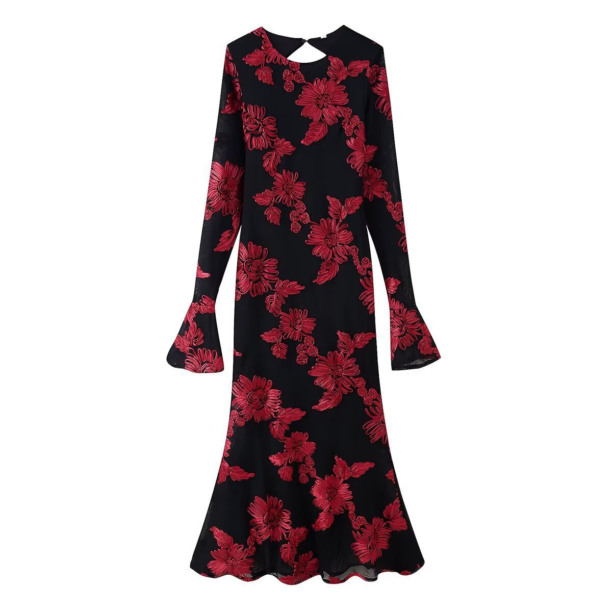 Robe longue pour femme avec manches évasées et dos échancré de berg-feldt