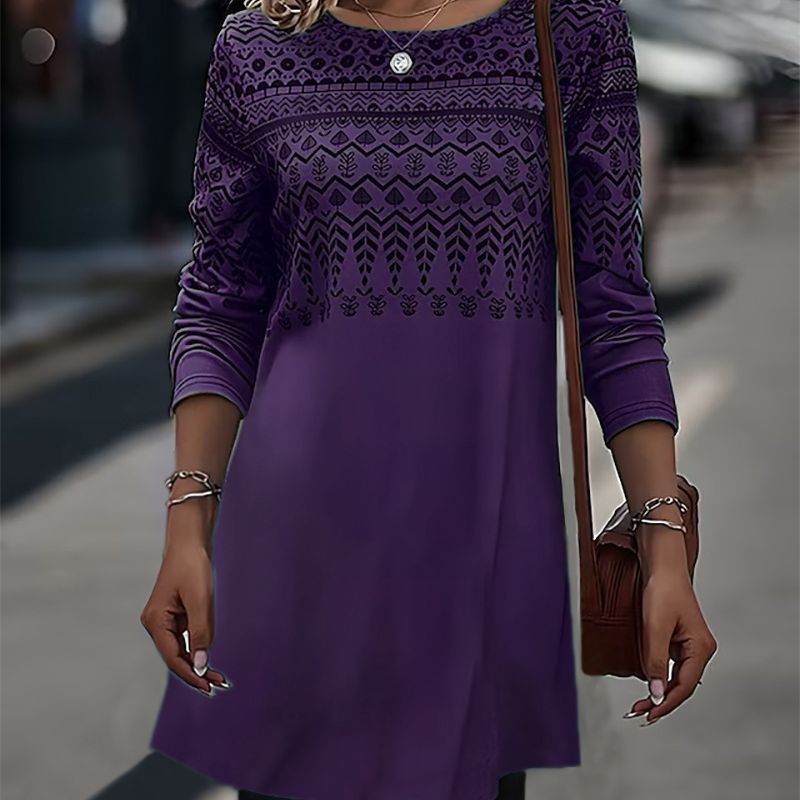 Tunique-robe élégante pour femme à motif géométrique et manches 3/4 de berg-feldt