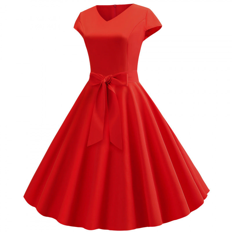 Robe femme Berg-Feldt, coupe vintage, ajustée, avec nœud