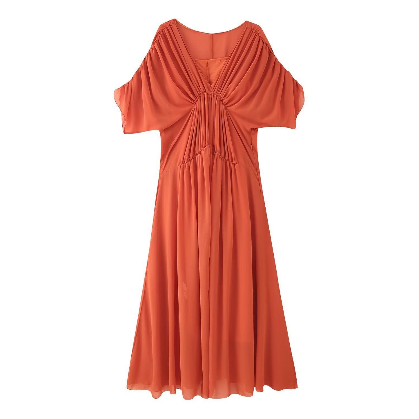 Maxikleid für Damen mit Falten und offenen Ärmeln von berg-feldt