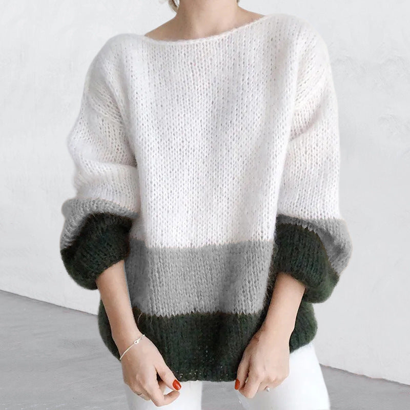 Pull en grosse maille pour femme avec motif color block moderne et coupe décontractée Berg-Feldt