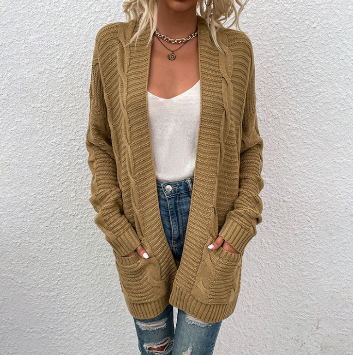 Damen Grobstrick-Cardigan mit großen Taschen und strukturiertem Design Berg-Feldt
