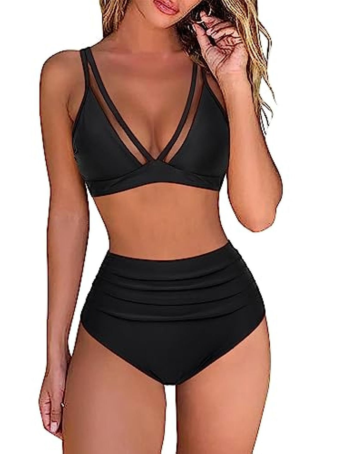Ensemble de bikini taille haute à imprimé animal et volants froncés pour femme – berg-feldt