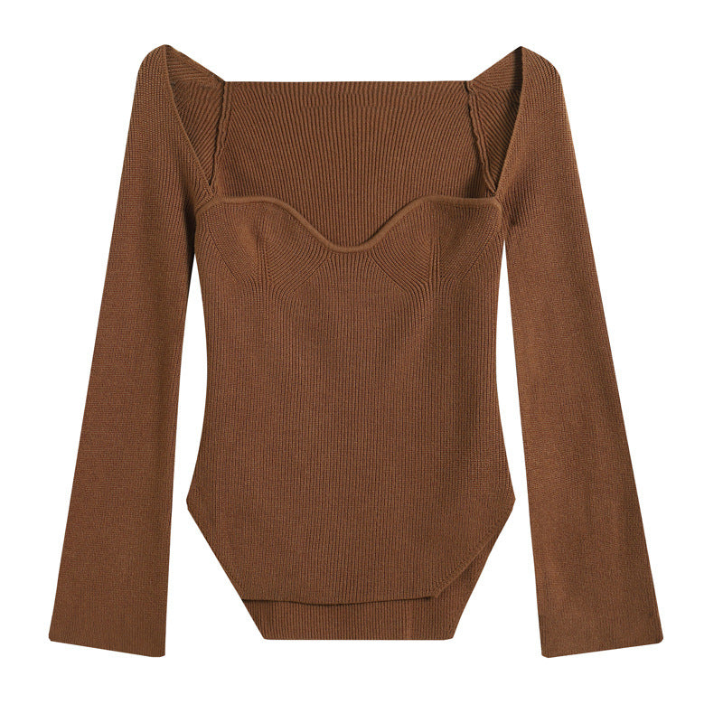 Haut tricoté élégant pour femmes de berg-feldt avec manches larges et encolure épaules dénudées