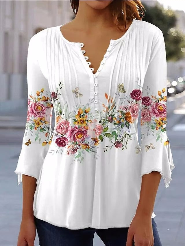 Élégant chemisier pour femme à motif floral avec détails de boutons de berg-feldt