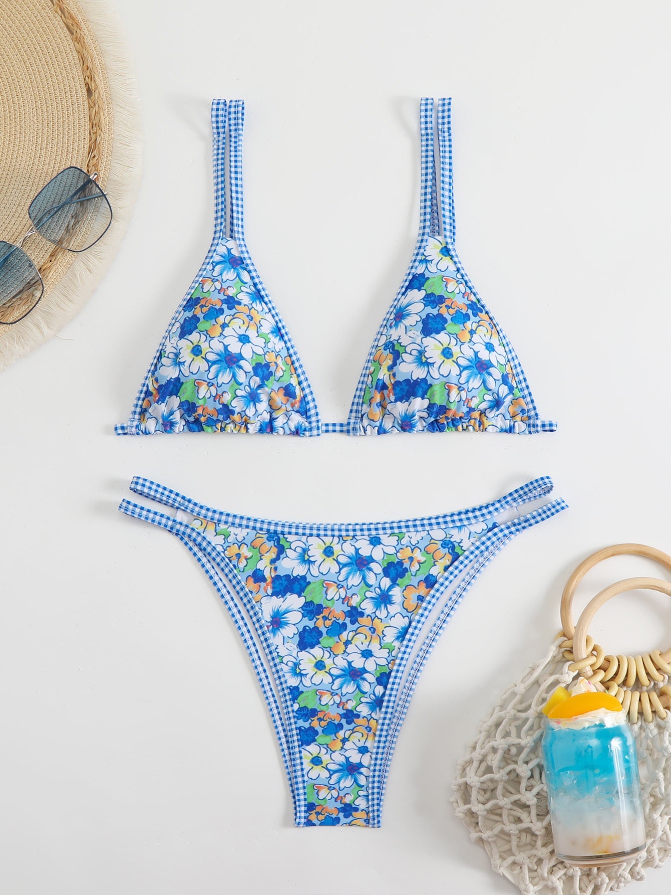Ensemble de bikini berg-feldt avec haut triangle, imprimé floral et bretelles réglables
