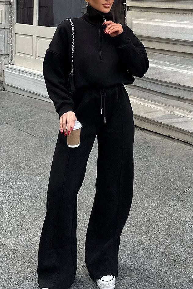 Berg-Feldt | Vibes Halb Offenes Pullover Sweatshirt und Hose Zwei Teiliges Satz