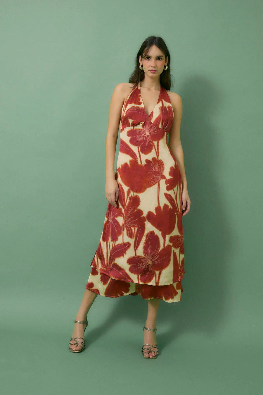 Robe midi femme Berg-feldt à imprimé floral et col licou