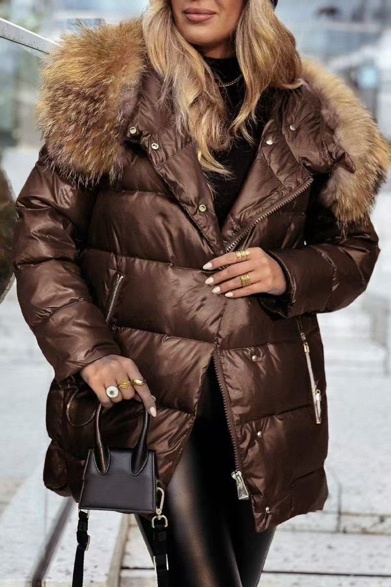Veste d'hiver Berg-Feldt pour femme avec capuche en fausse fourrure
