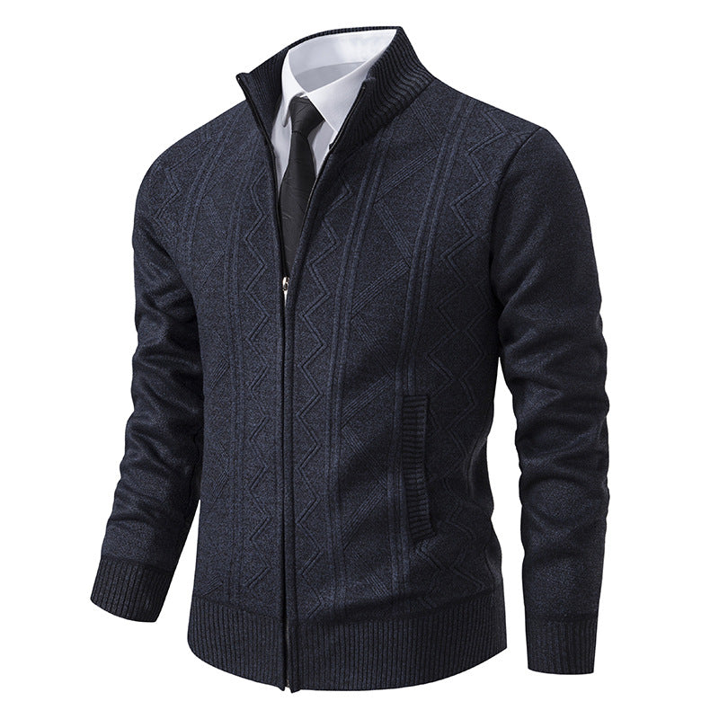 Cardigan pour homme en tricot torsadé moderne avec col montant Berg-Feldt