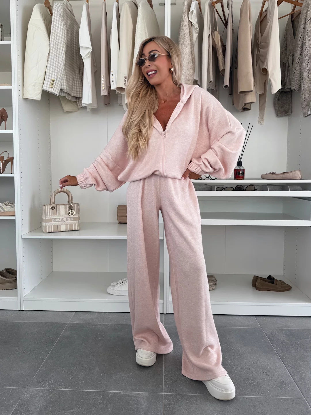 Ensemble de loungewear pour femme en polaire douce, à capuche et coupe large Berg-Feldt