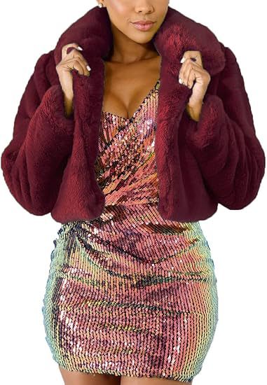 Damen Luxuriöse Kunstpelzjacke im eleganten Cropped-Design Berg-Feldt