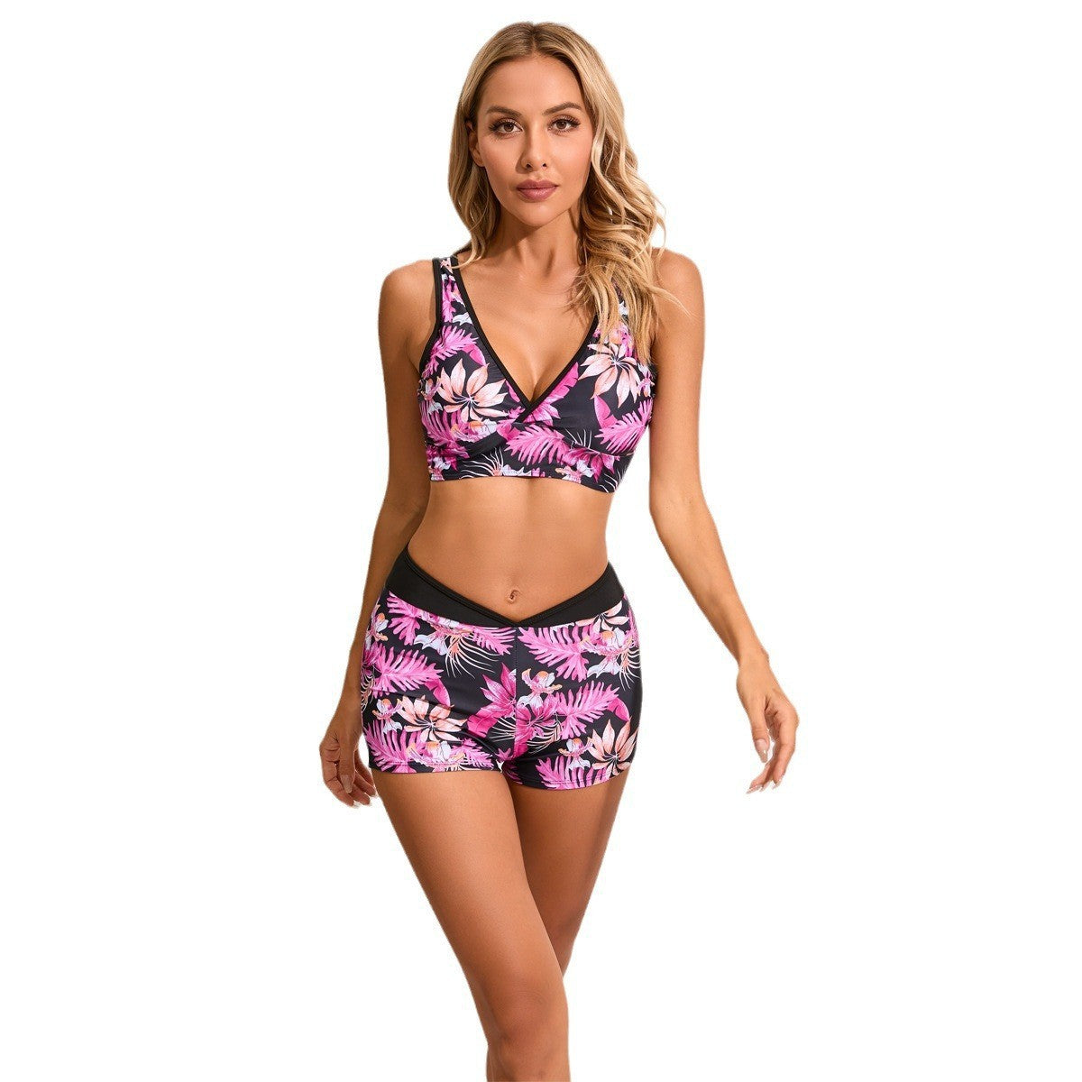 Sportlicher Tankini-Set für Damen mit Blumenmuster und dehnbarem Bund von berg-feldt