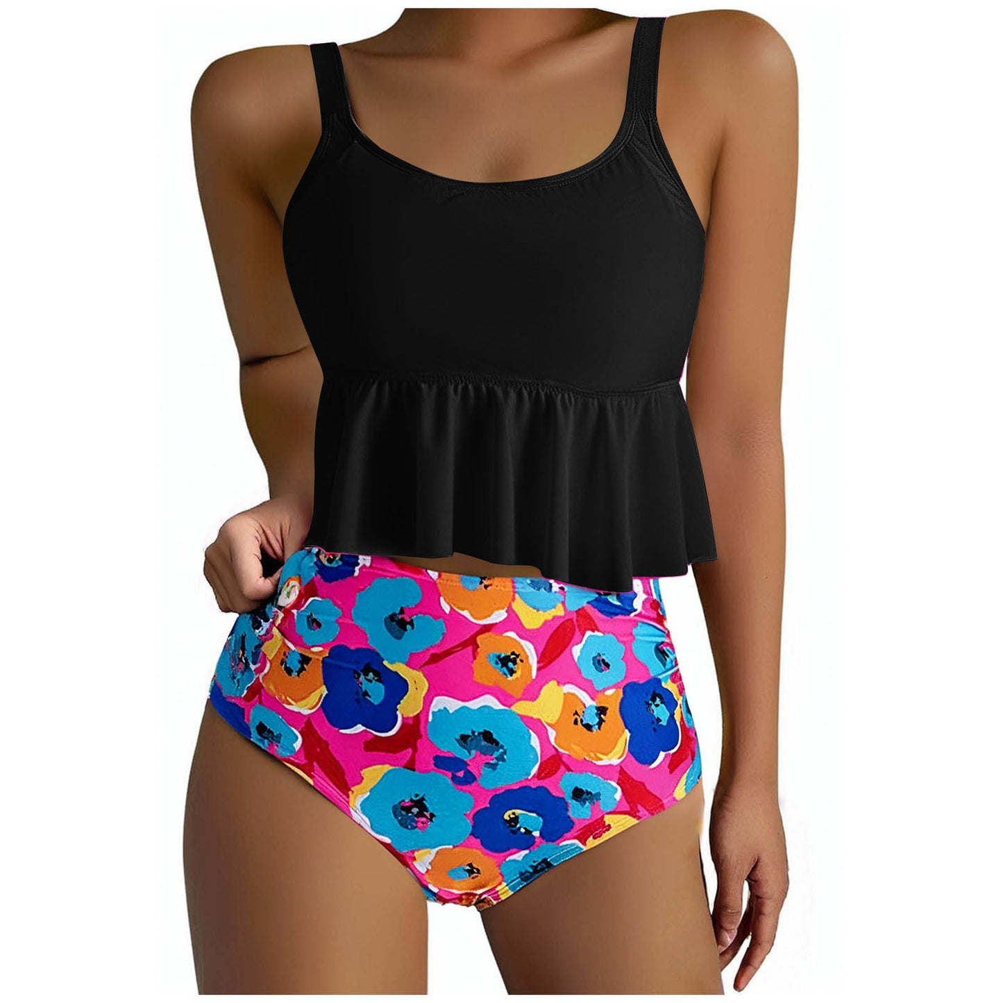 Haut à basque élégant pour femme et bikini taille haute à fleurs par Berg-Feldt