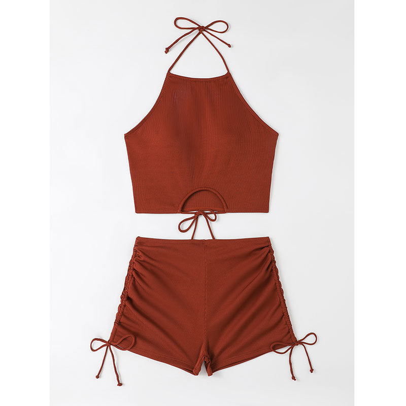 Ensemble Femme Berg-Feldt : Crop top à col montant et short de bain à volants