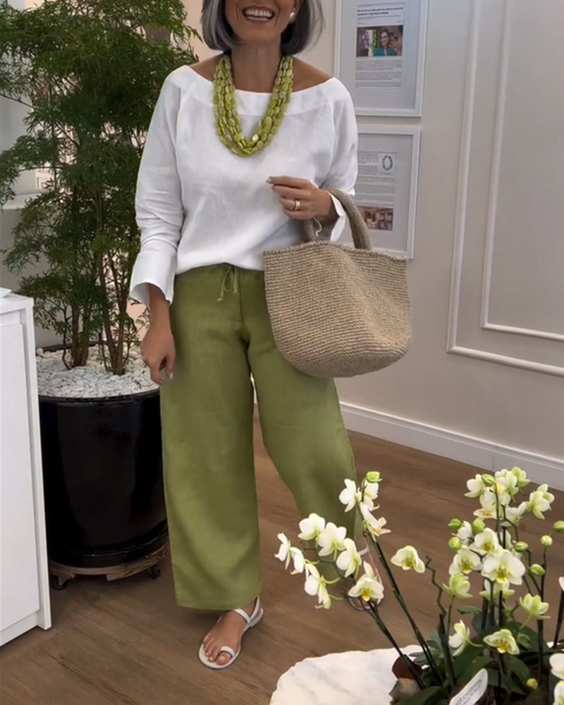 Pantalon large en lin élégant pour femme avec taille ajustable berg-feldt
