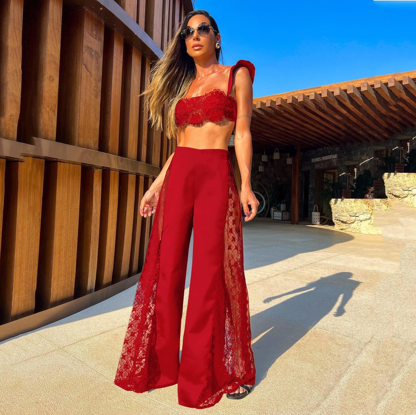 Ensemble de rêve en dentelle avec élégant pantalon palazzo pour femme par berg-feldt