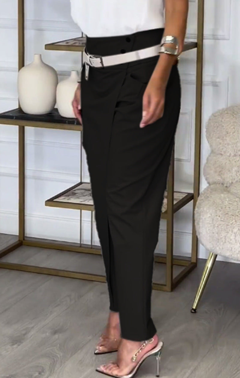 Elegante Damenhose mit raffinierter Drapierung und seitlichem Schlitz von berg-feldt