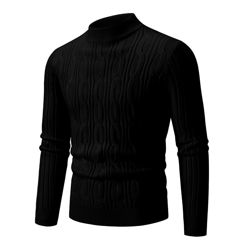 Chandail à col roulé Herren, coupe confortable avec motif torsadé texturé, Berg-Feldt