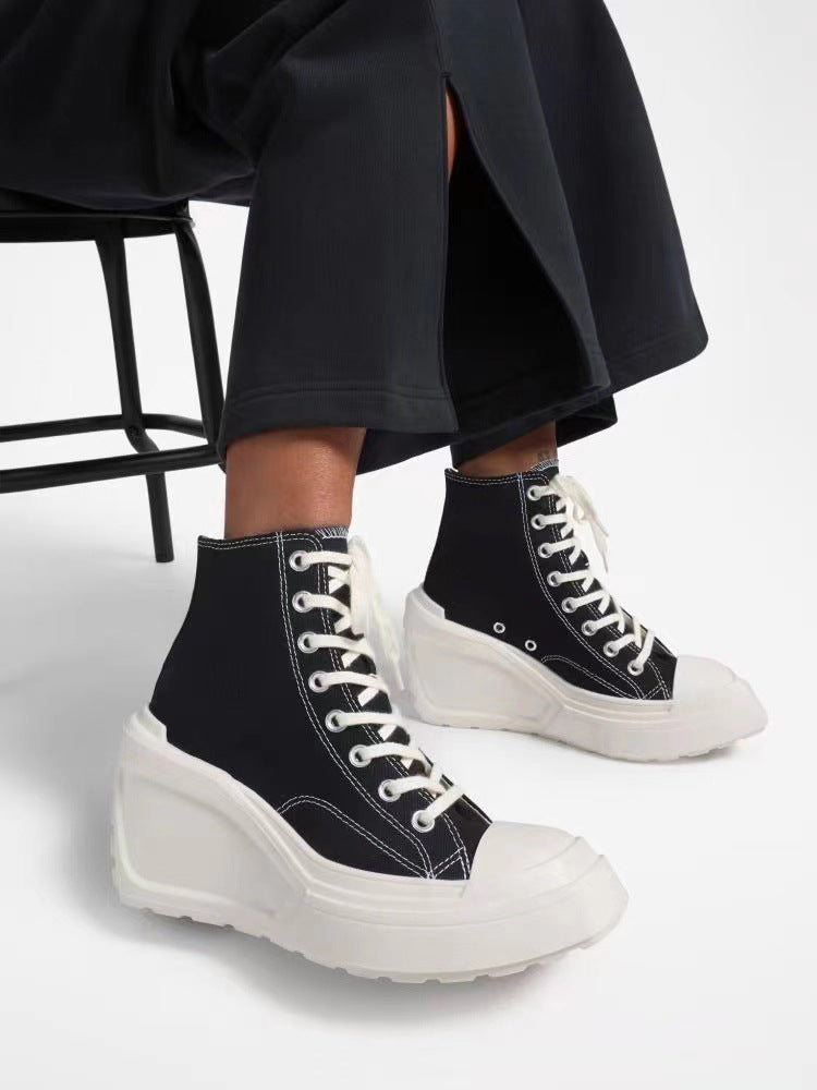 Modische Damen High-Top Plateau-Sneakers mit elastischen Schnürsenkeln von berg-feldt