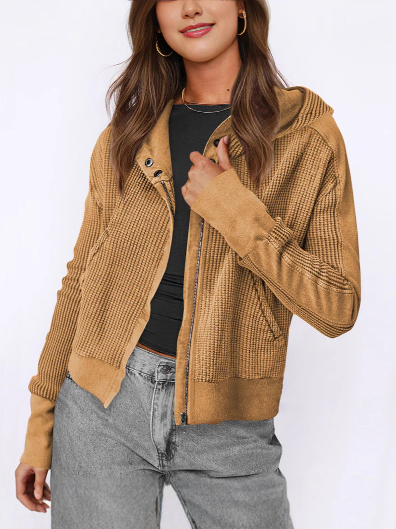 Veste zippée décontractée à capuche pour femme, motif structuré Berg-Feldt