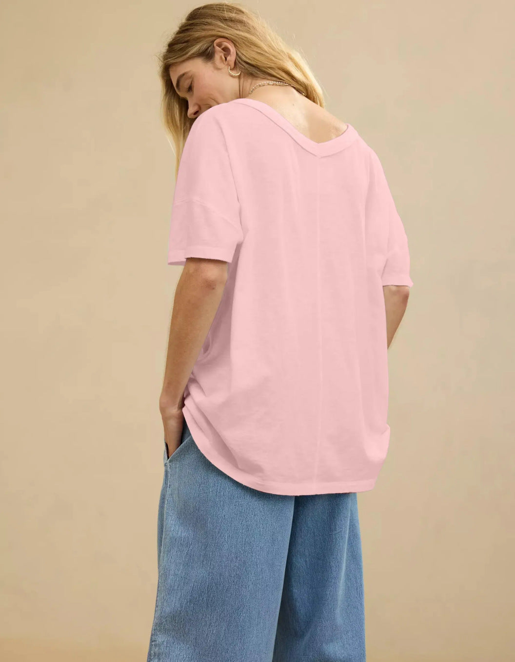 T-shirt femme oversize avec col en V plongeant, coupe décontractée, berg-feldt