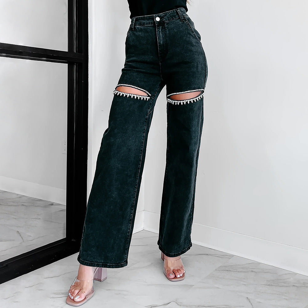 Jeans taille haute pour femme avec motif ajouré Berg-Feldt