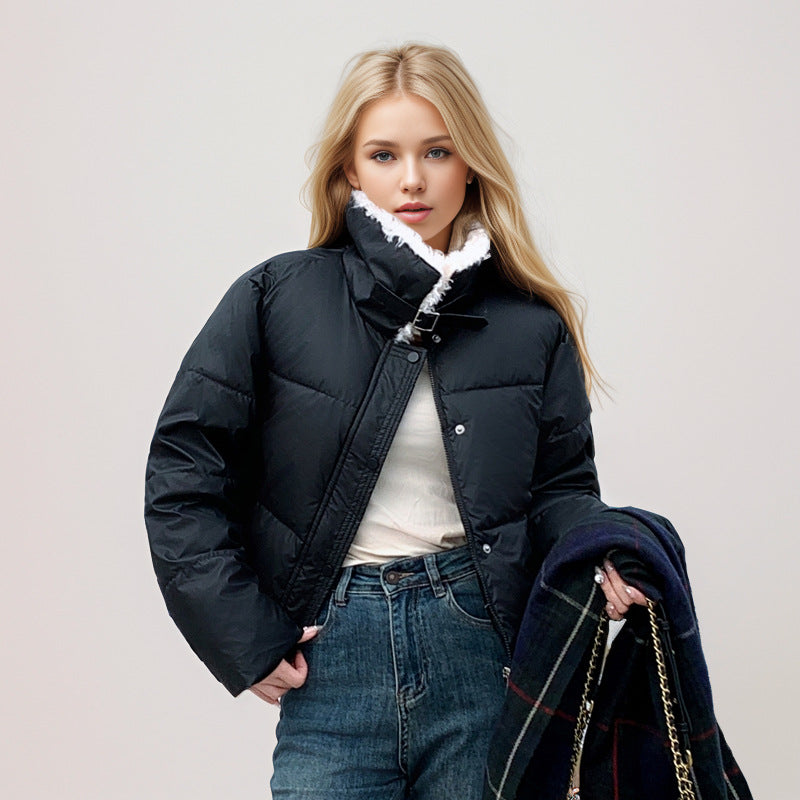 Veste courte d'hiver matelassée pour femme avec élégant col en fausse fourrure Berg-Feldt