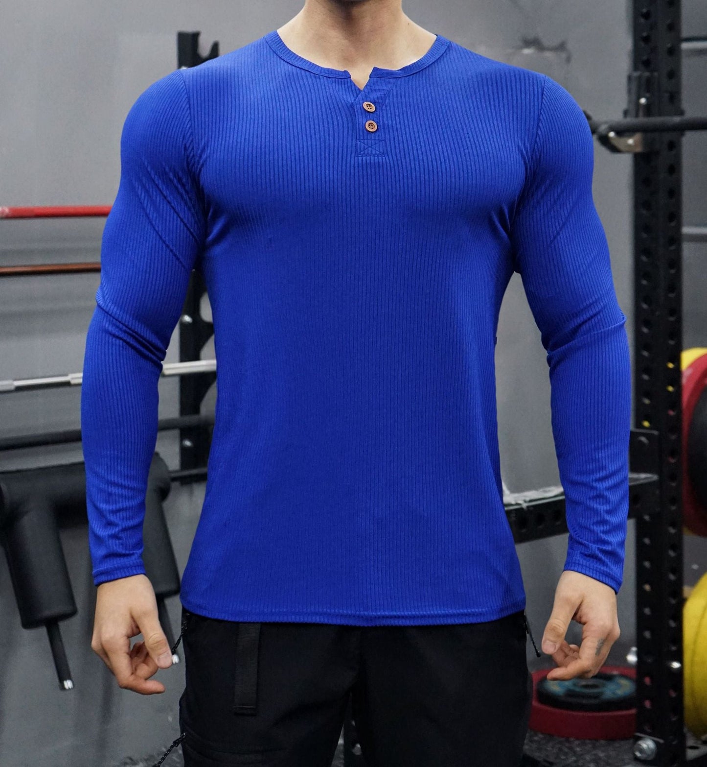 Herren Langarmshirt mit strukturiertem Design und Knopfleiste Berg-Feldt