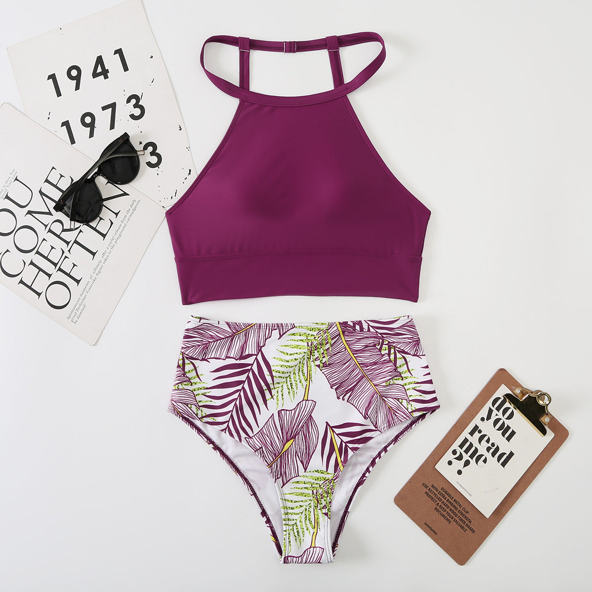 Ensemble de maillots de bain taille haute et motif tropical pour femme Berg-Feldt