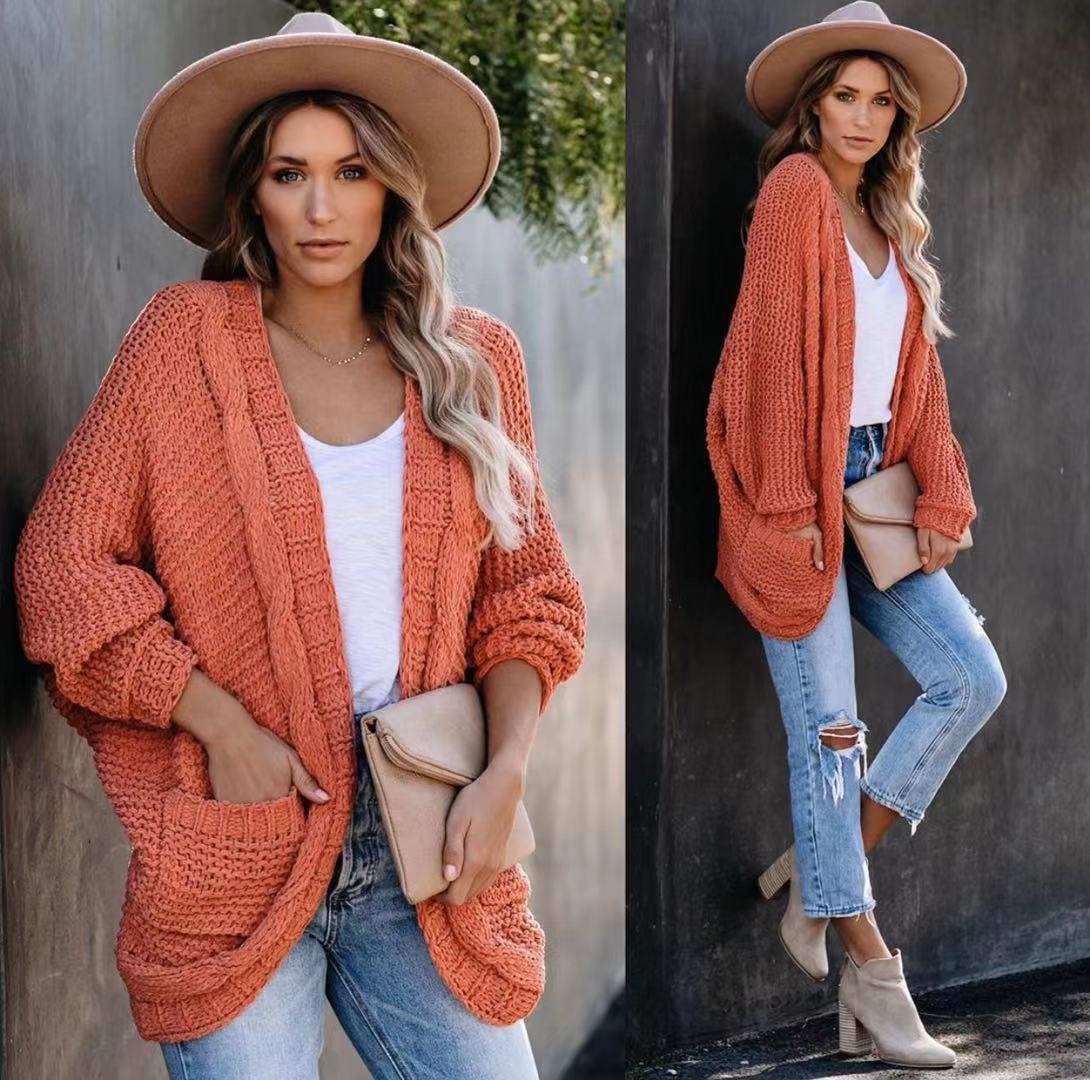 Cardigan femme en grosse maille aux contours décontractés et grandes poches Berg-Feldt