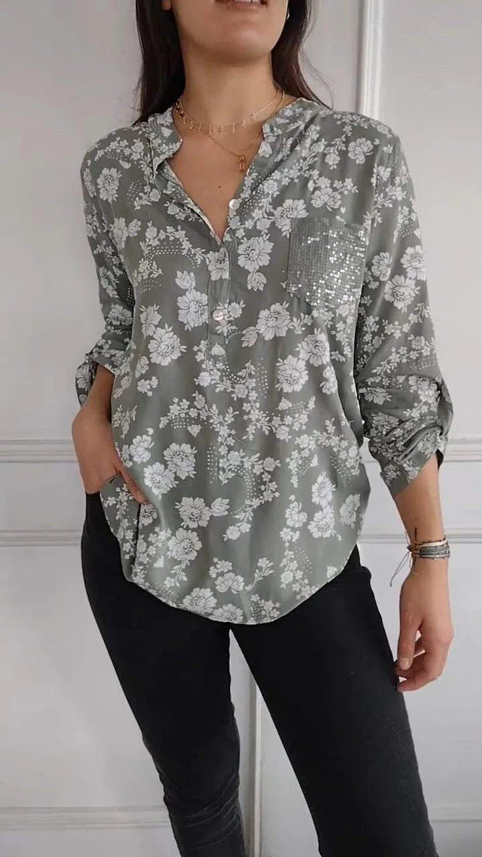 Chemisier femme à motif floral et sequins brillants, par berg-feldt