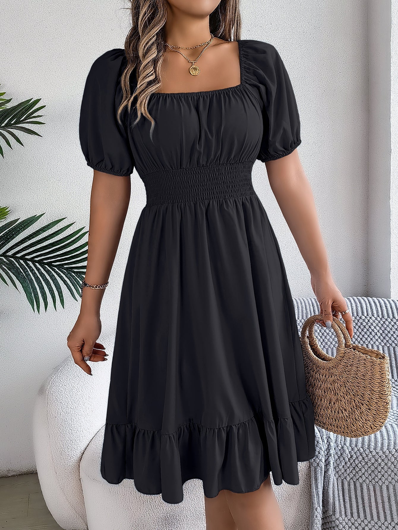 Robe d'été légère pour femme avec manches bouffantes et jupe évasée de berg-feldt