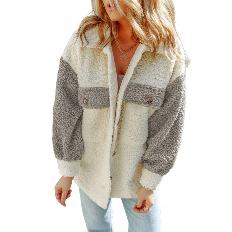 Veste teddy douillette pour femme avec manches contrastantes Berg-Feldt