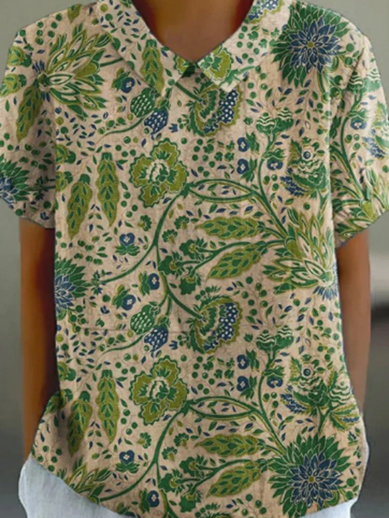 Blouse à imprimé floral artistique signée berg-feldt