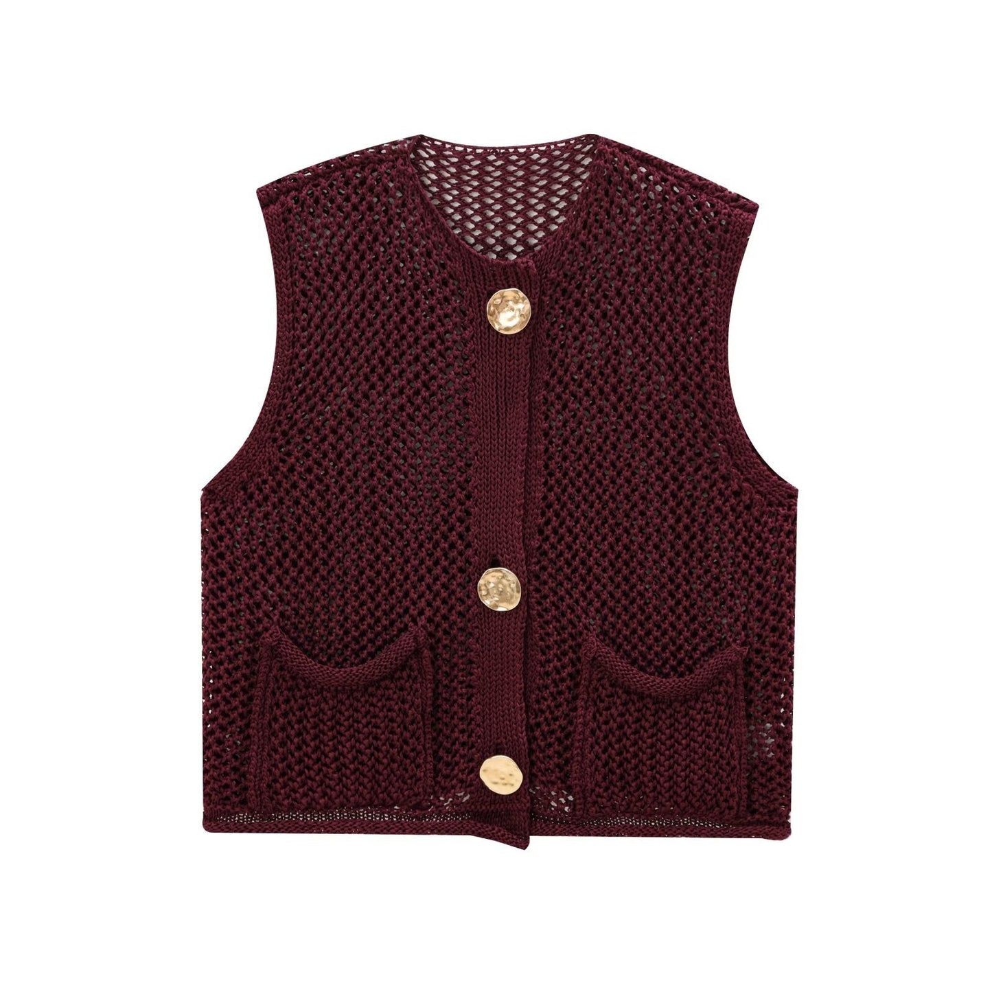 Gilet en maille aéré pour femme avec boutons décoratifs et poches Berg-Feldt