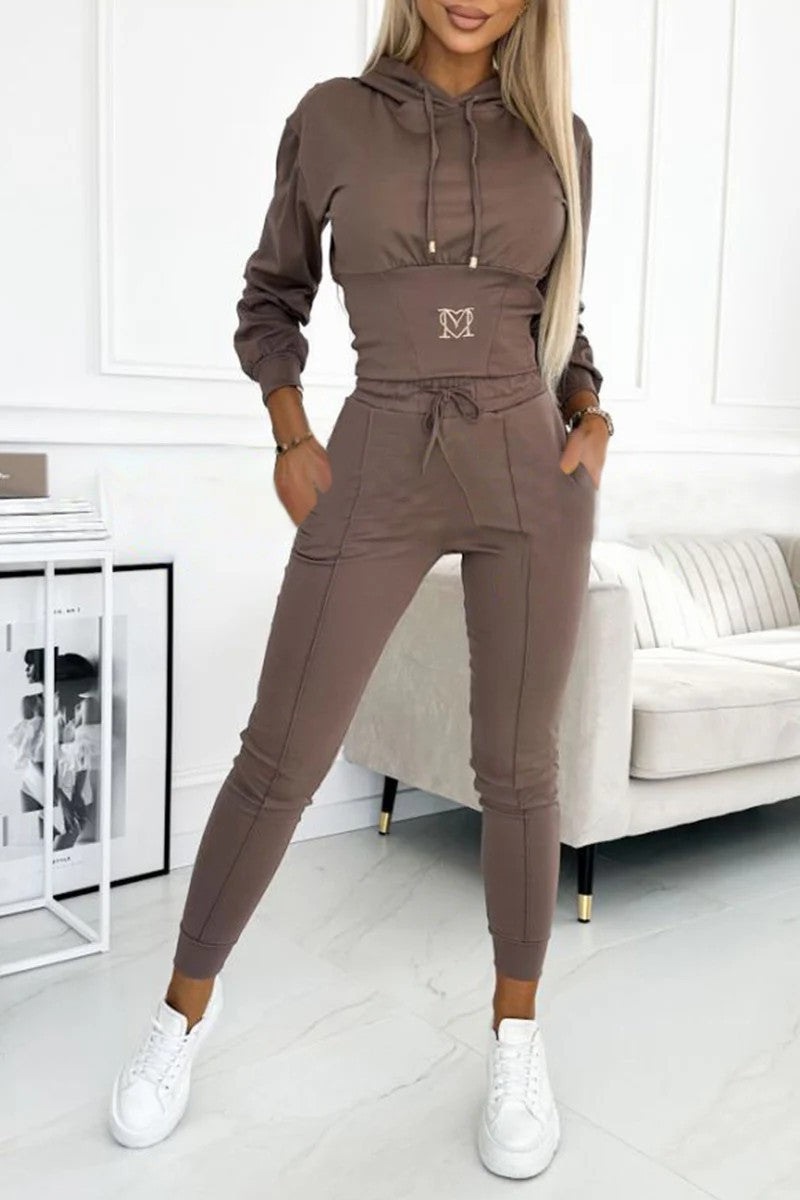 Damen Sportliches Jumpsuit-Set mit Kapuze und elastischem Bund Berg-Feldt
